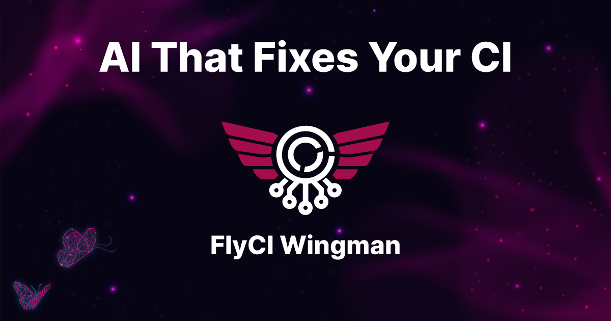 The logo of FlyCI Wingman - the AI that fixes your CI